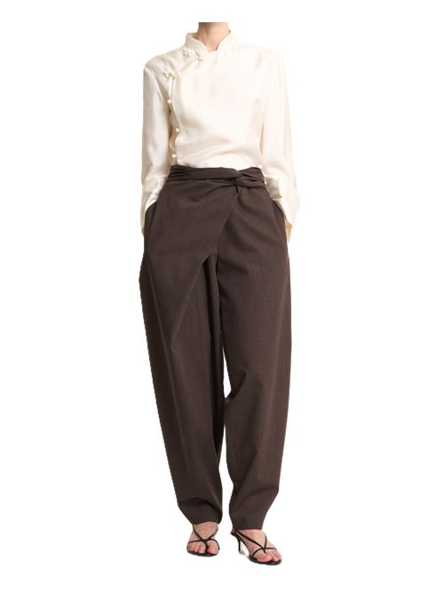 pantaloni sarong con nodo a pareo | marrone scuro Róhe | 420-30-041202_370 DARK BROWN